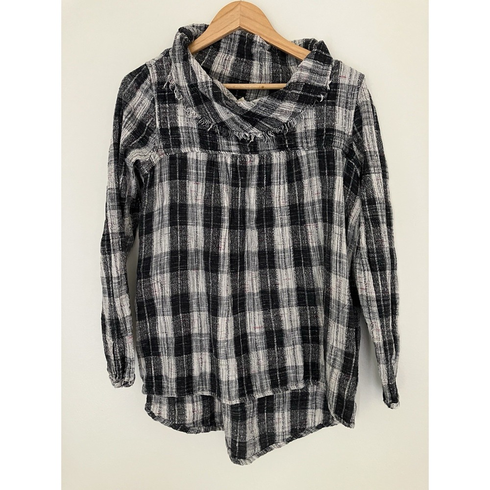 Free People Walk In The Park Plaid Tunic Size Medium Boho Cowgirl